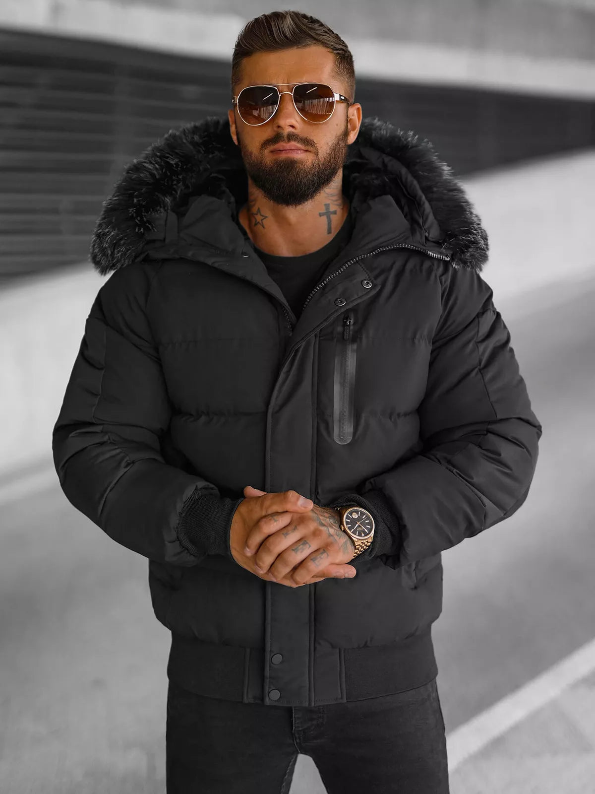 Winter black men's jacket Vitor