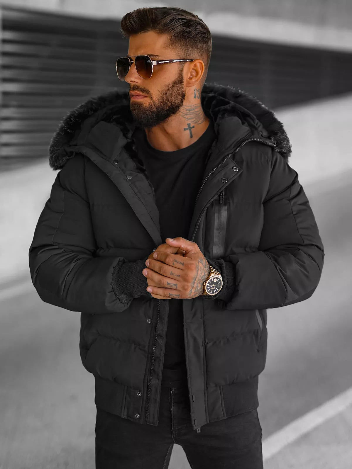 Winter black men's jacket Vitor
