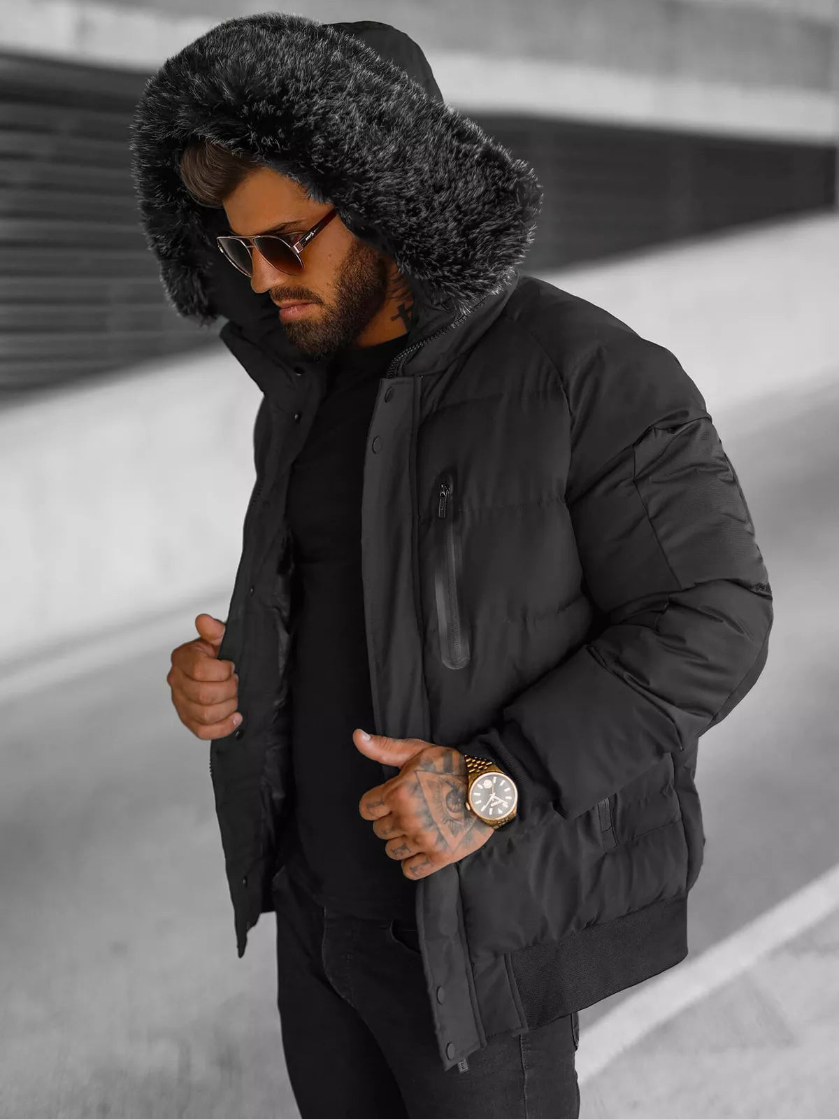 Winter black men's jacket Vitor