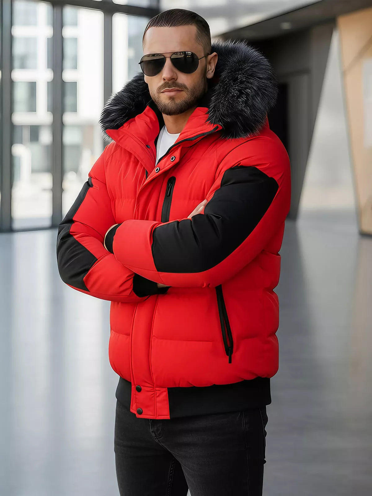 Winter red men's jacket Vitor