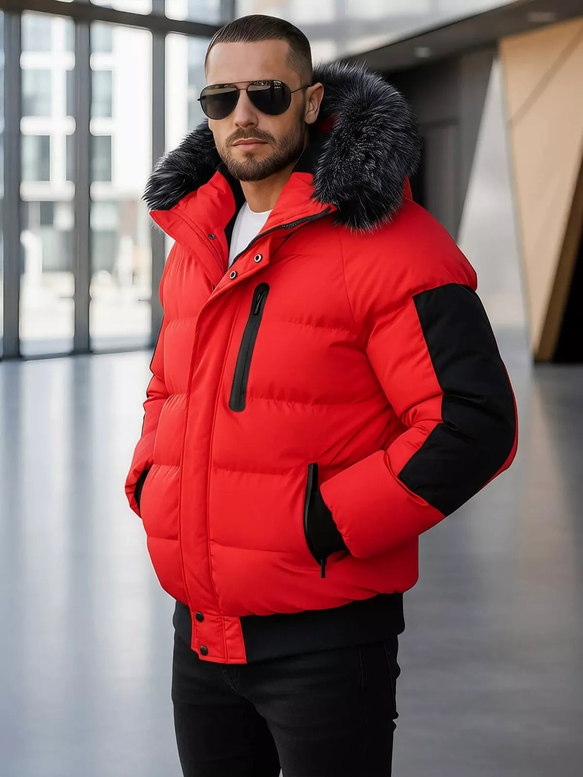 Winter red men's jacket Vitor
