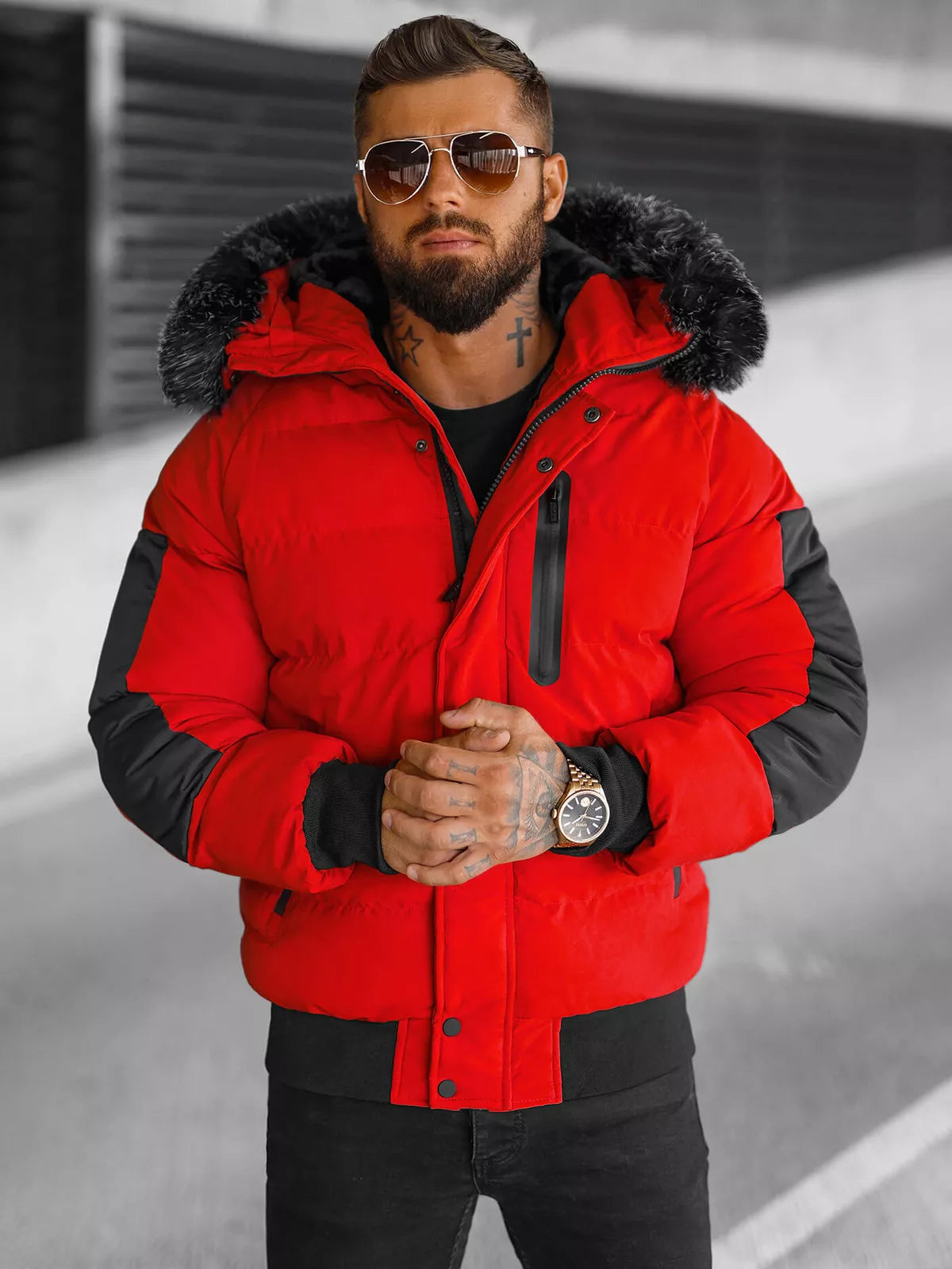 Winter red men's jacket Vitor
