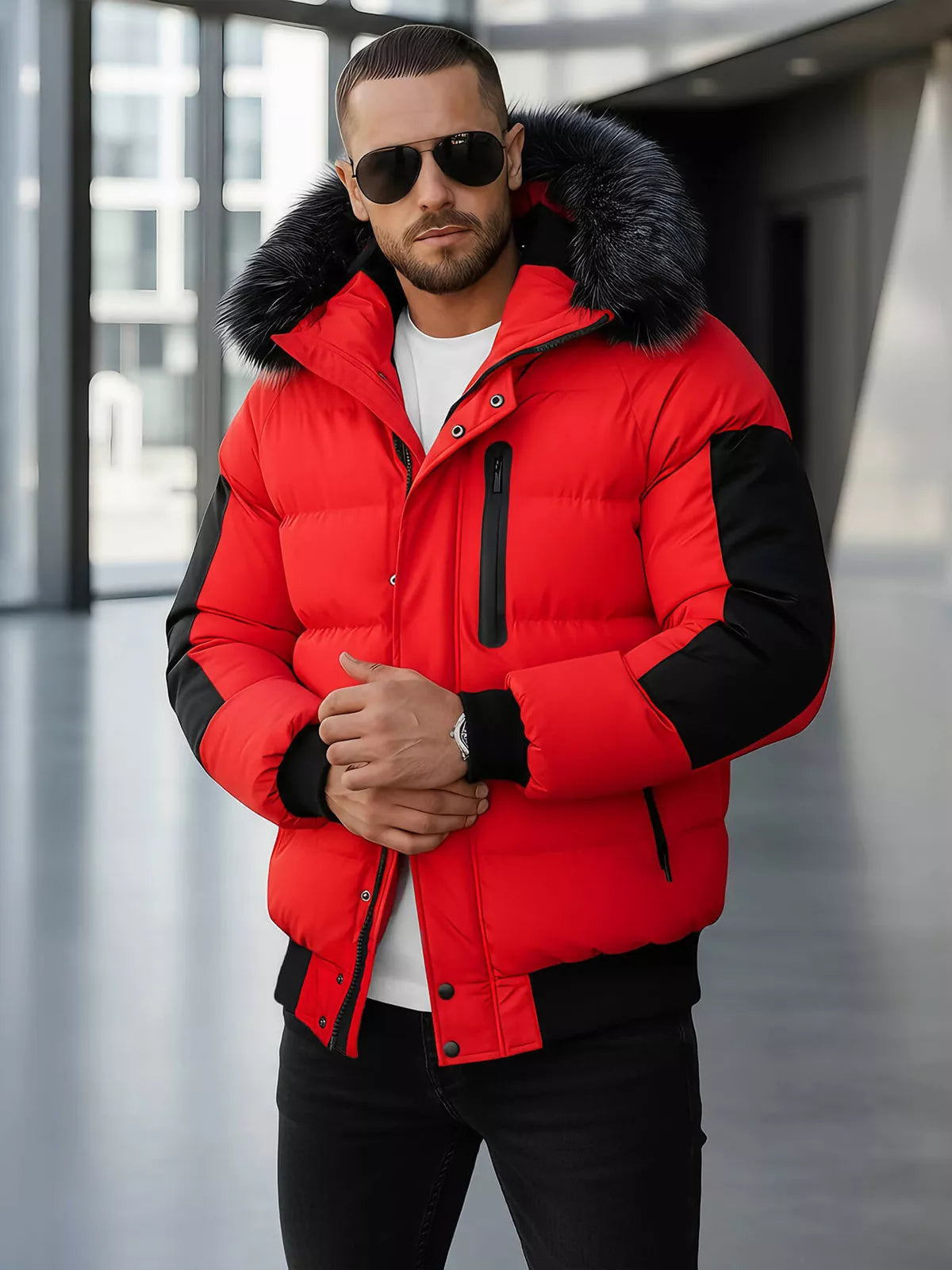 Winter red men's jacket Vitor