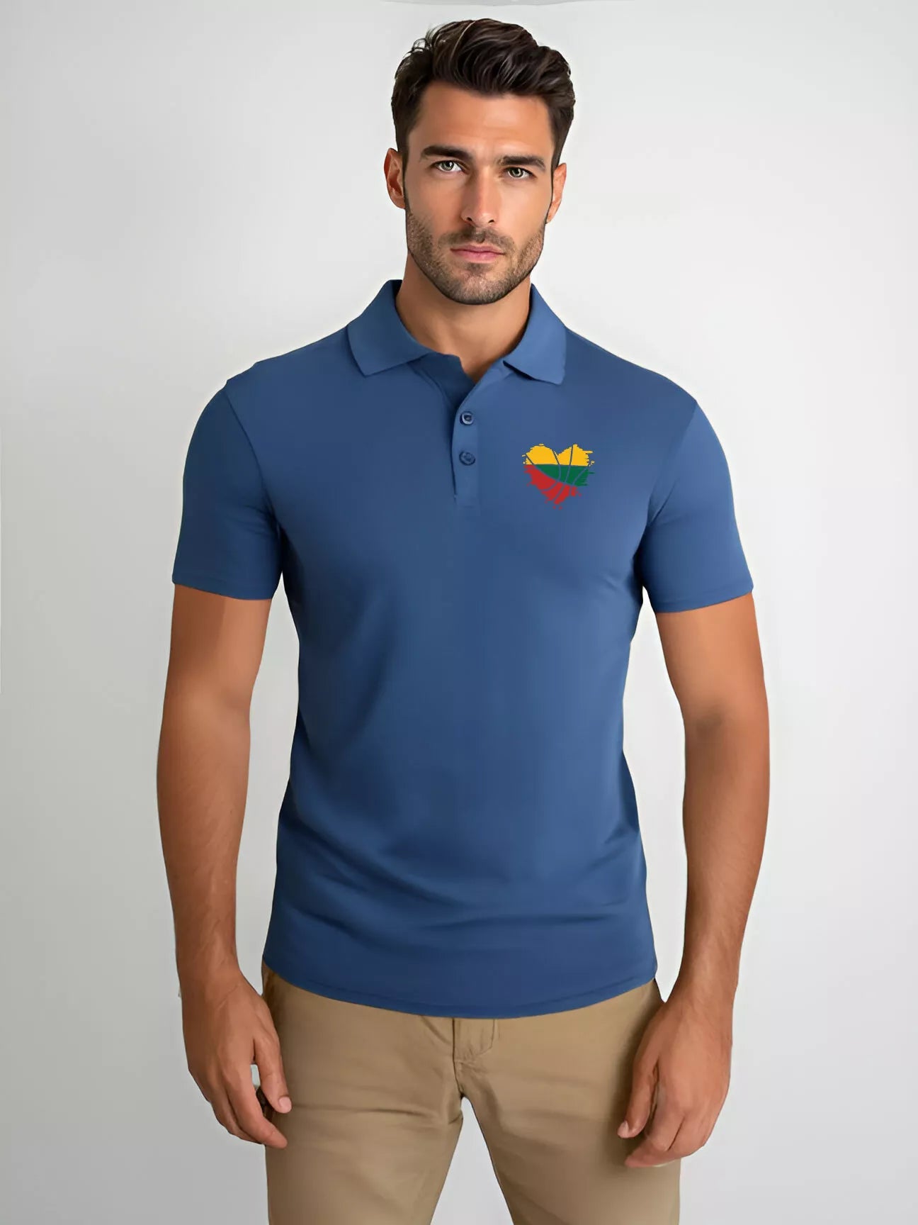 Men's blue polo shirt Heart 