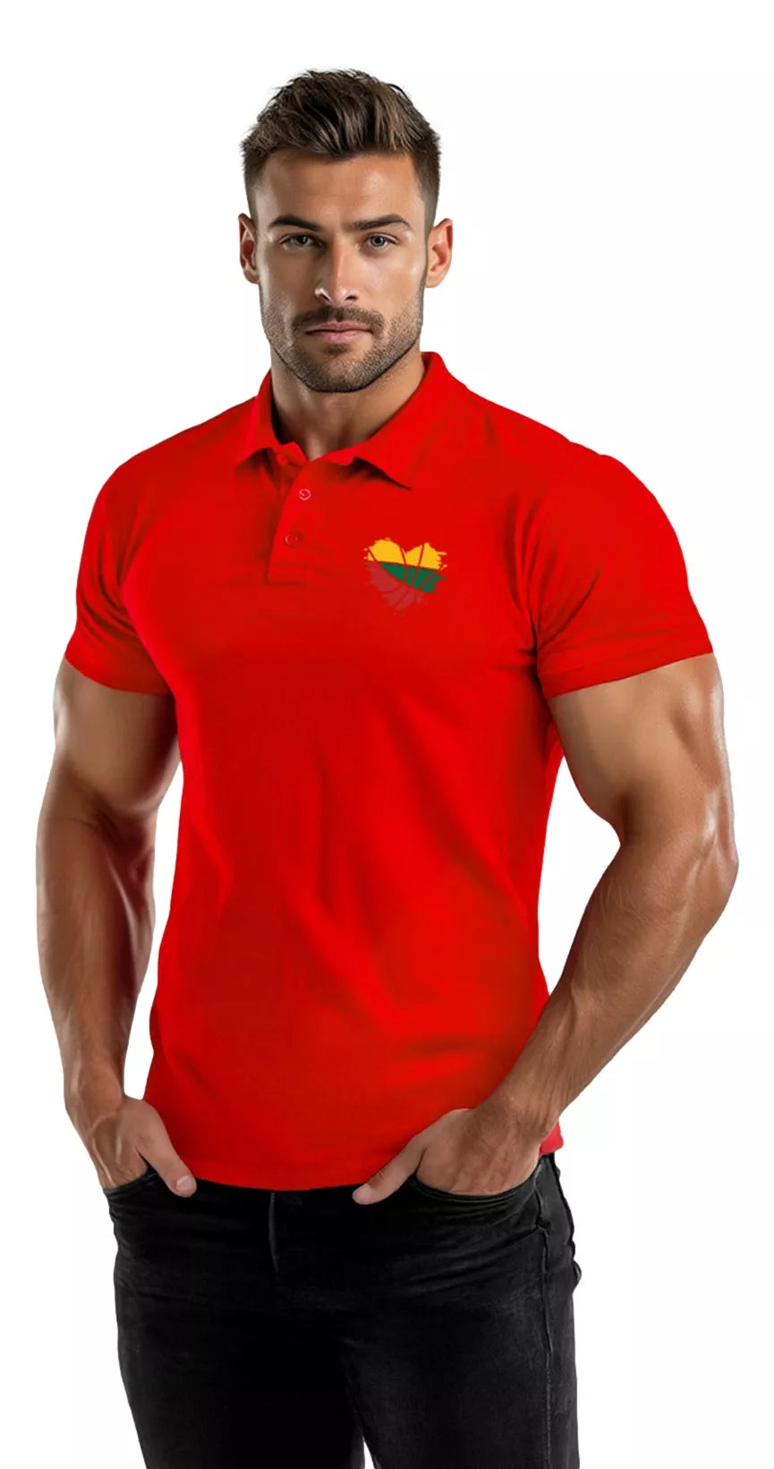 Men's red polo shirt Heart 