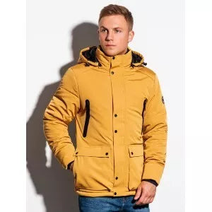 Men's yellow jacket with a hood Linolo 