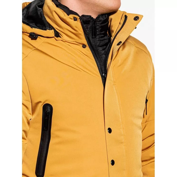 Men's yellow jacket with a hood Linolo 
