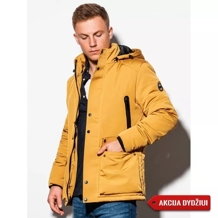 Men's yellow jacket with a hood Linolo 