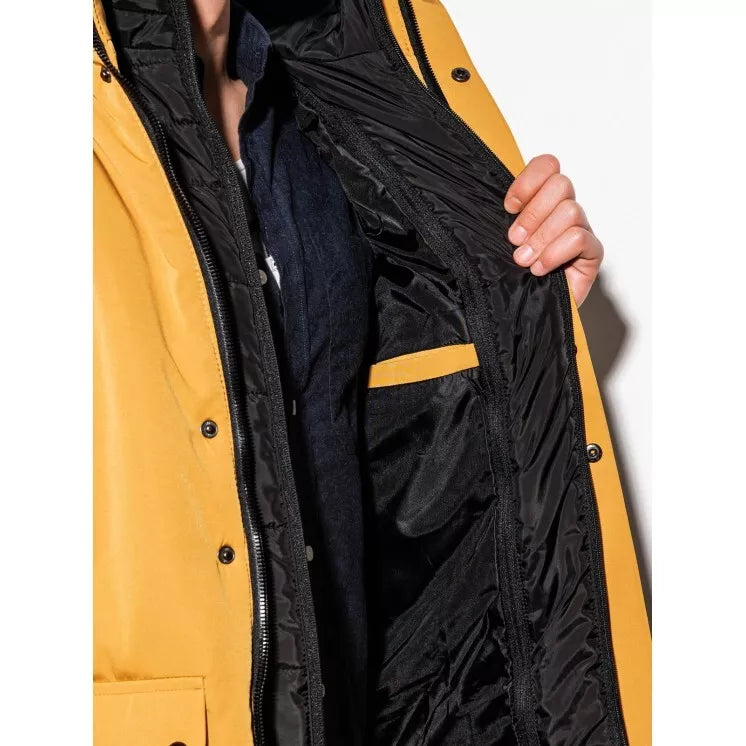Men's yellow jacket with a hood Linolo 