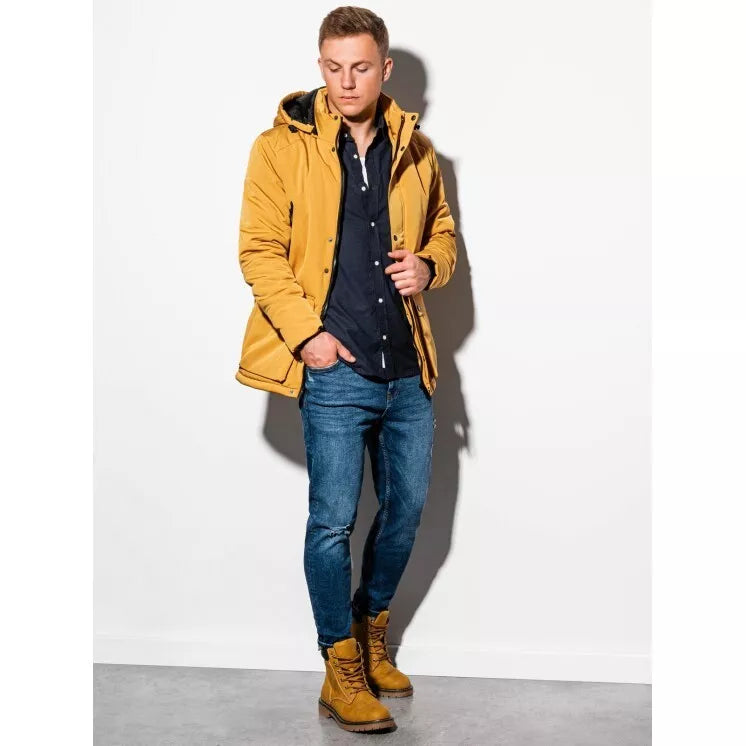 Men's yellow jacket with a hood Linolo 