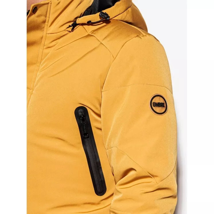 Men's yellow jacket with a hood Linolo 