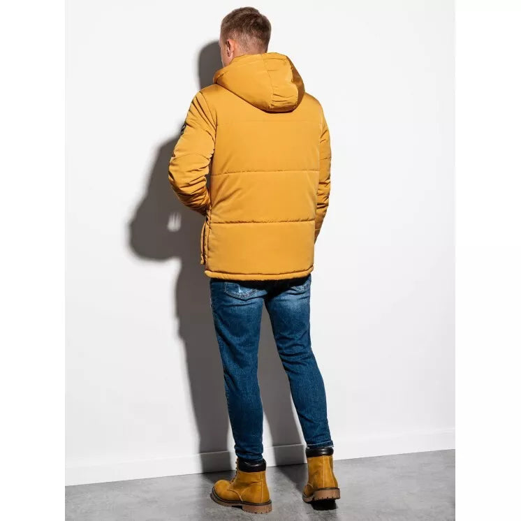Men's yellow jacket with a hood Linolo 