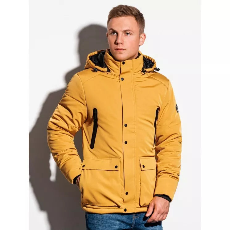 Men's yellow jacket with a hood Linolo 
