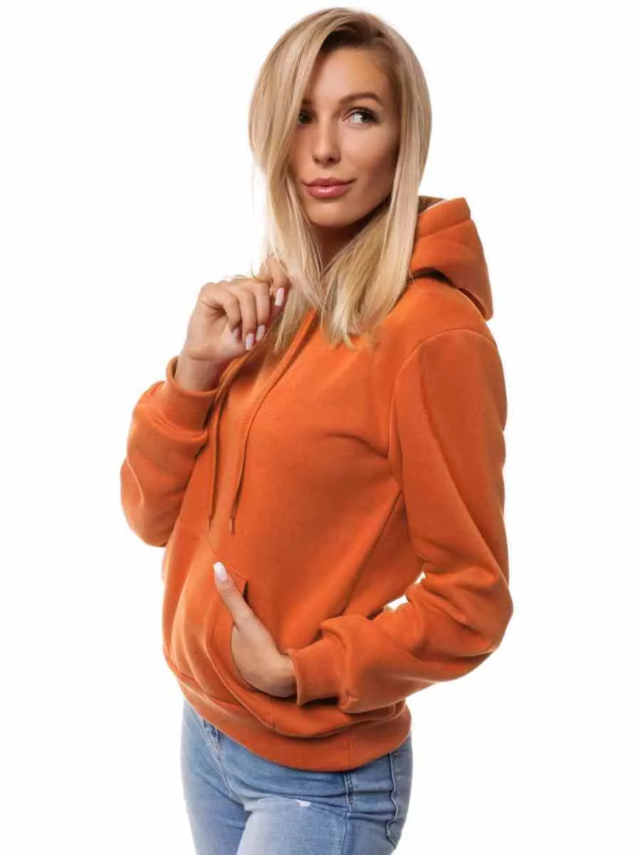 Orange women's sweatshirt with a hood Molin