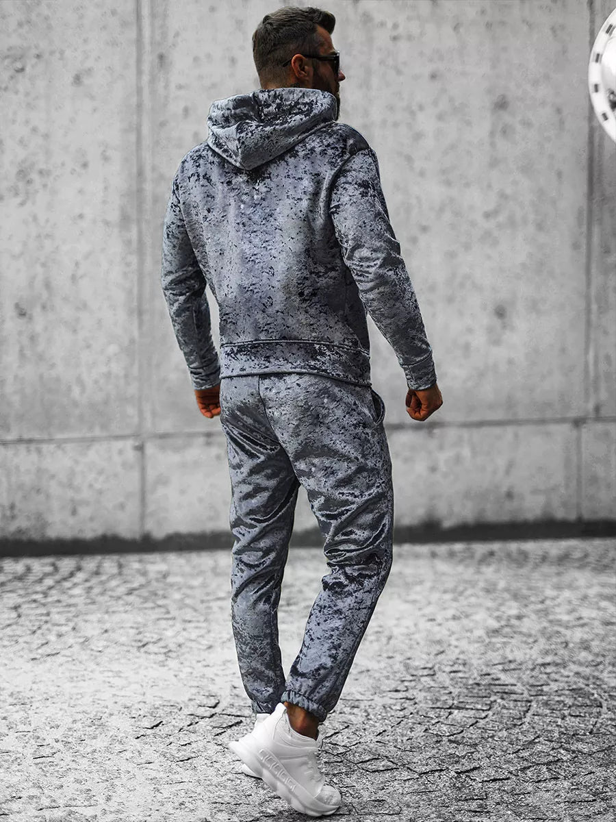 Grey velour men's sweater Omilo