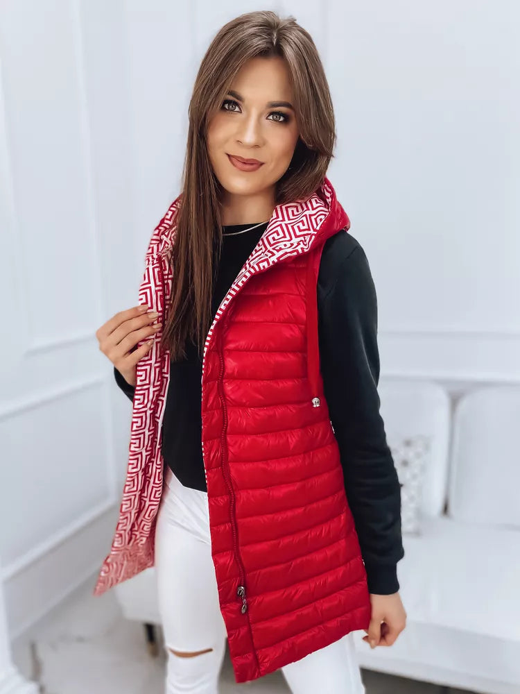 Red reversible vest with hood Kristine