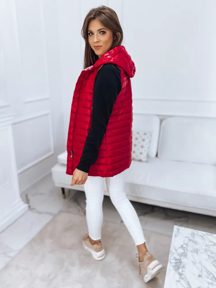 Red reversible vest with hood Kristine