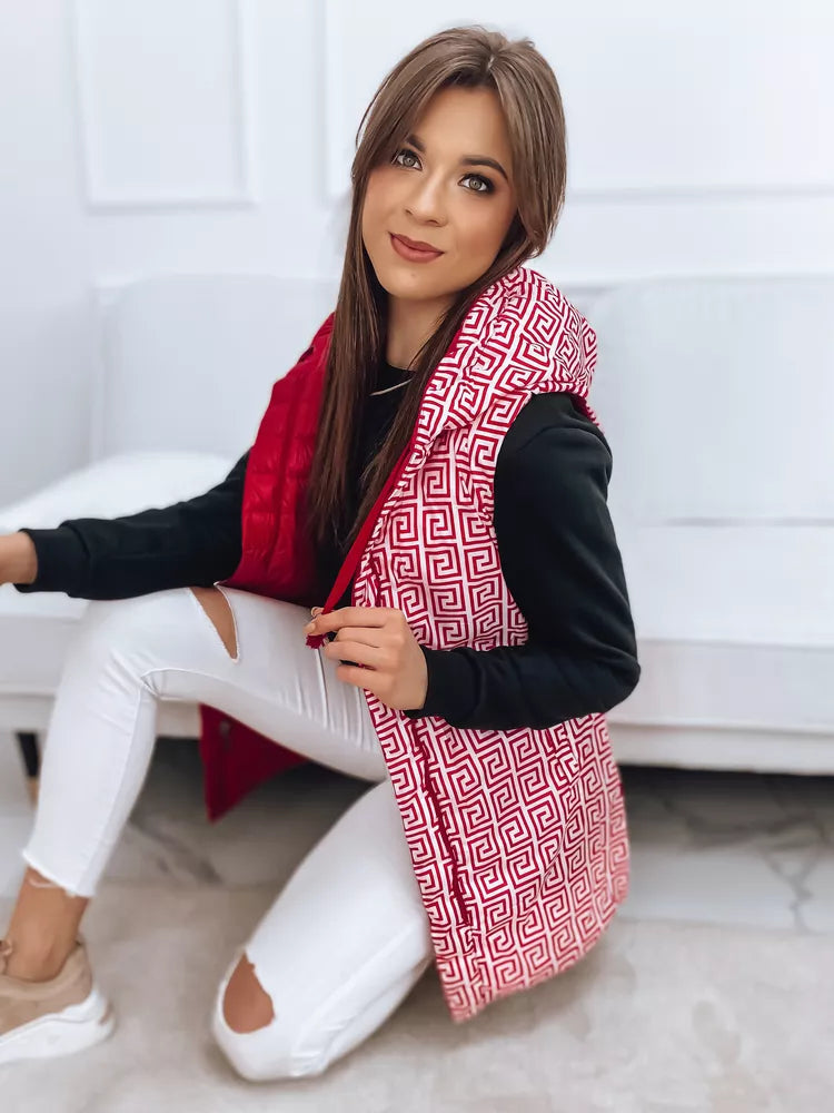 Red reversible vest with hood Kristine
