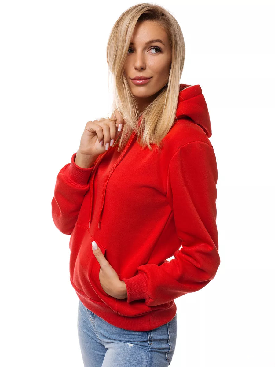 Red women's sweatshirt with a hood Molin
