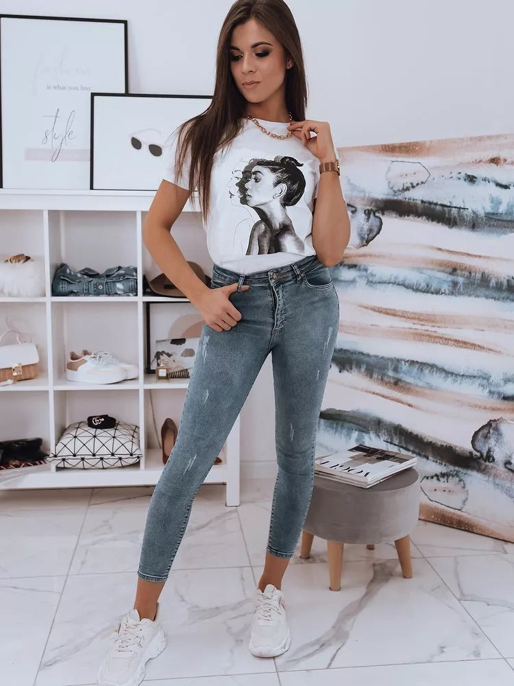 Women's white T-shirt Face