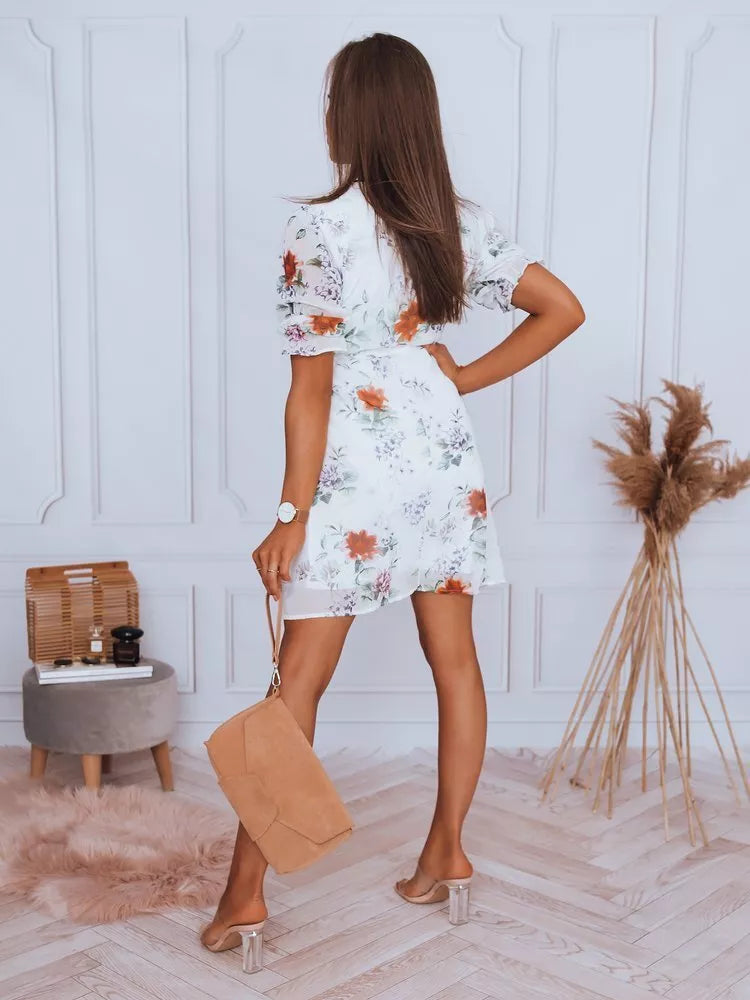 Women's white dress with flowers Rauza