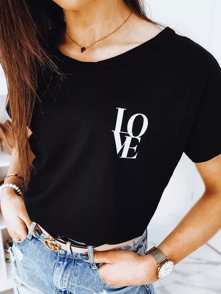 : Women's black T-shirt Love