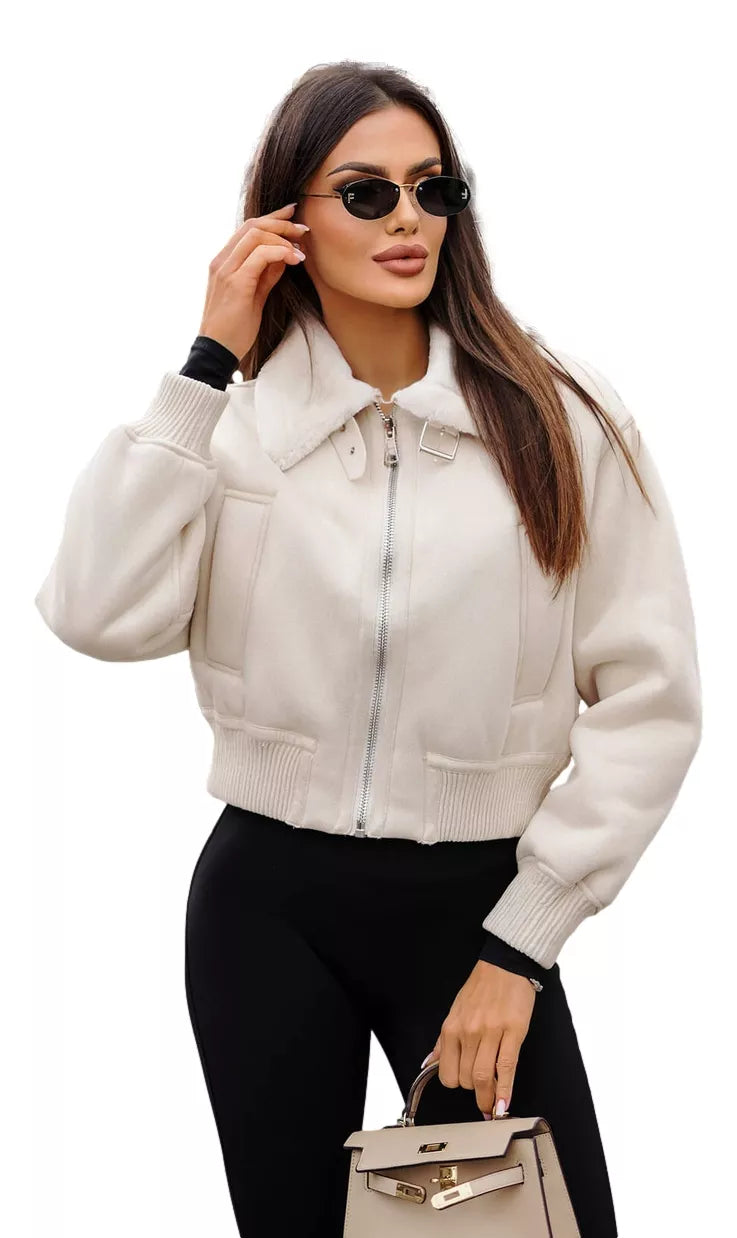 White jacket with white fur Edit