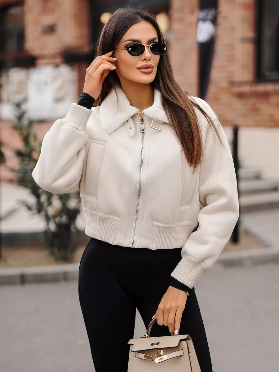 White jacket with white fur Edit