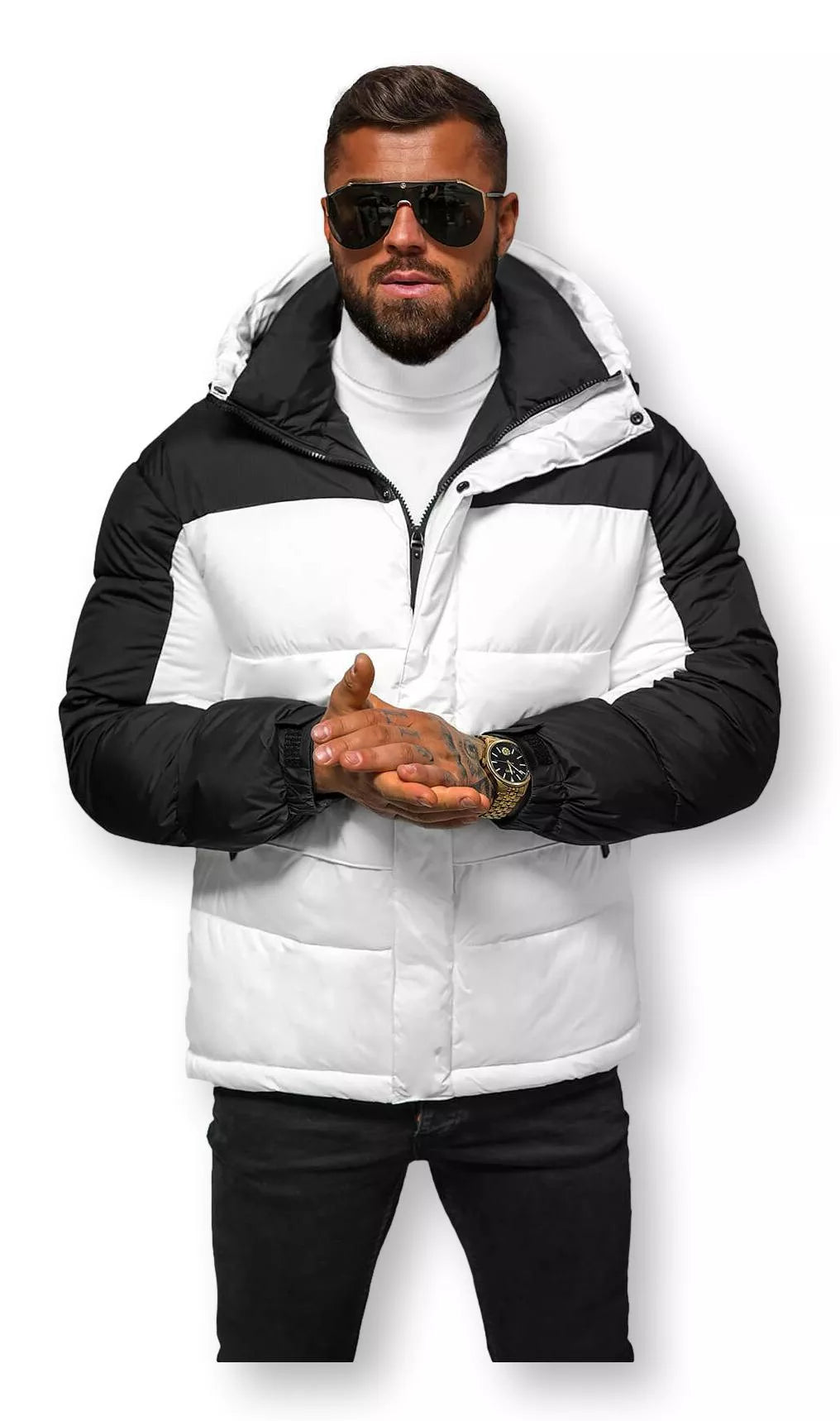 Men's white quilted winter jacket Poker