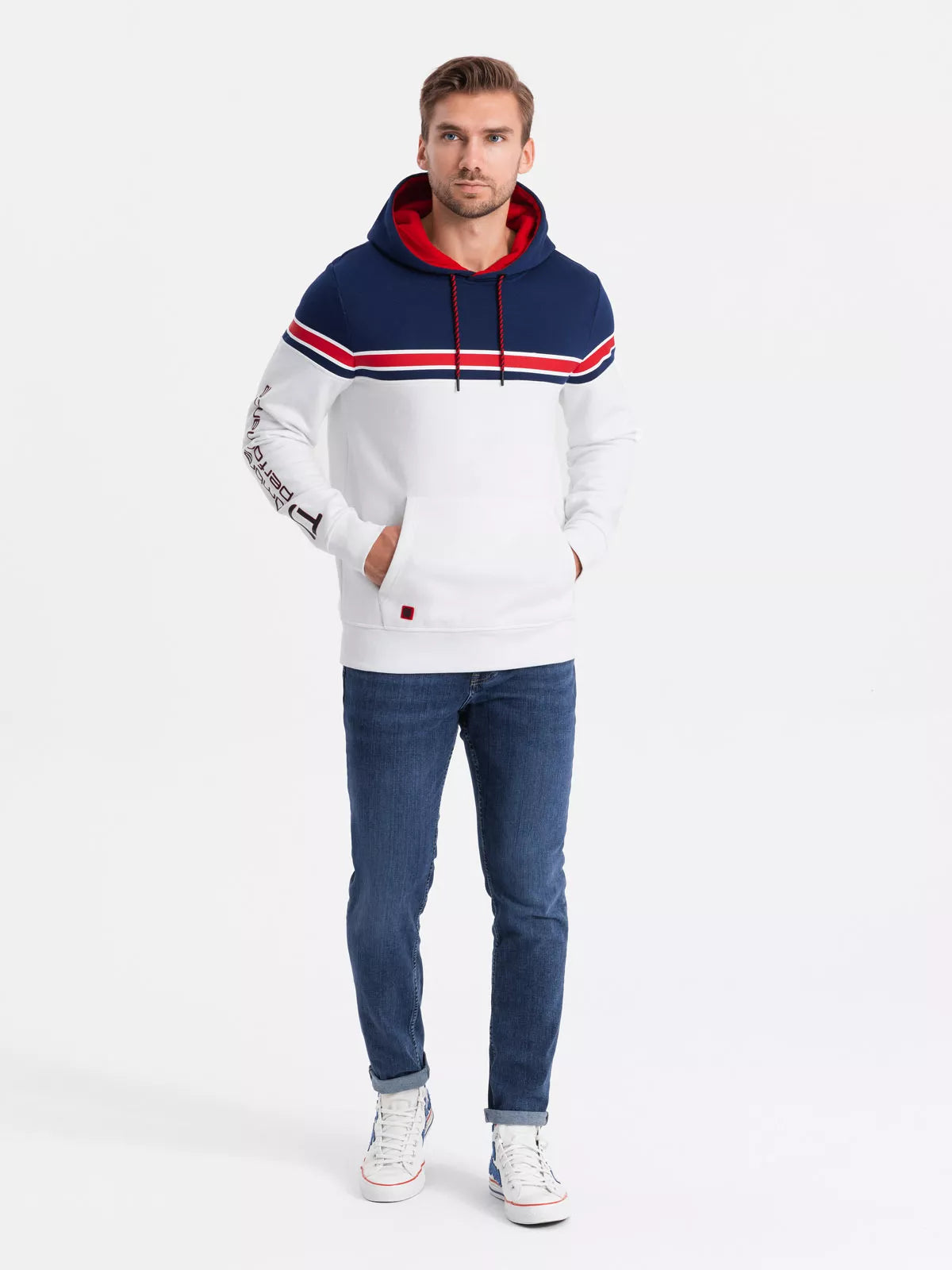 White sweatshirt with a hood Vona