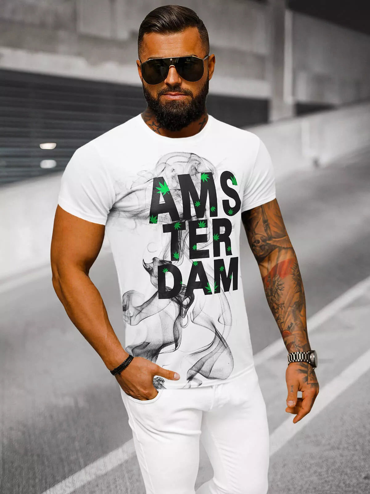 White men's T-shirt Amsterdam