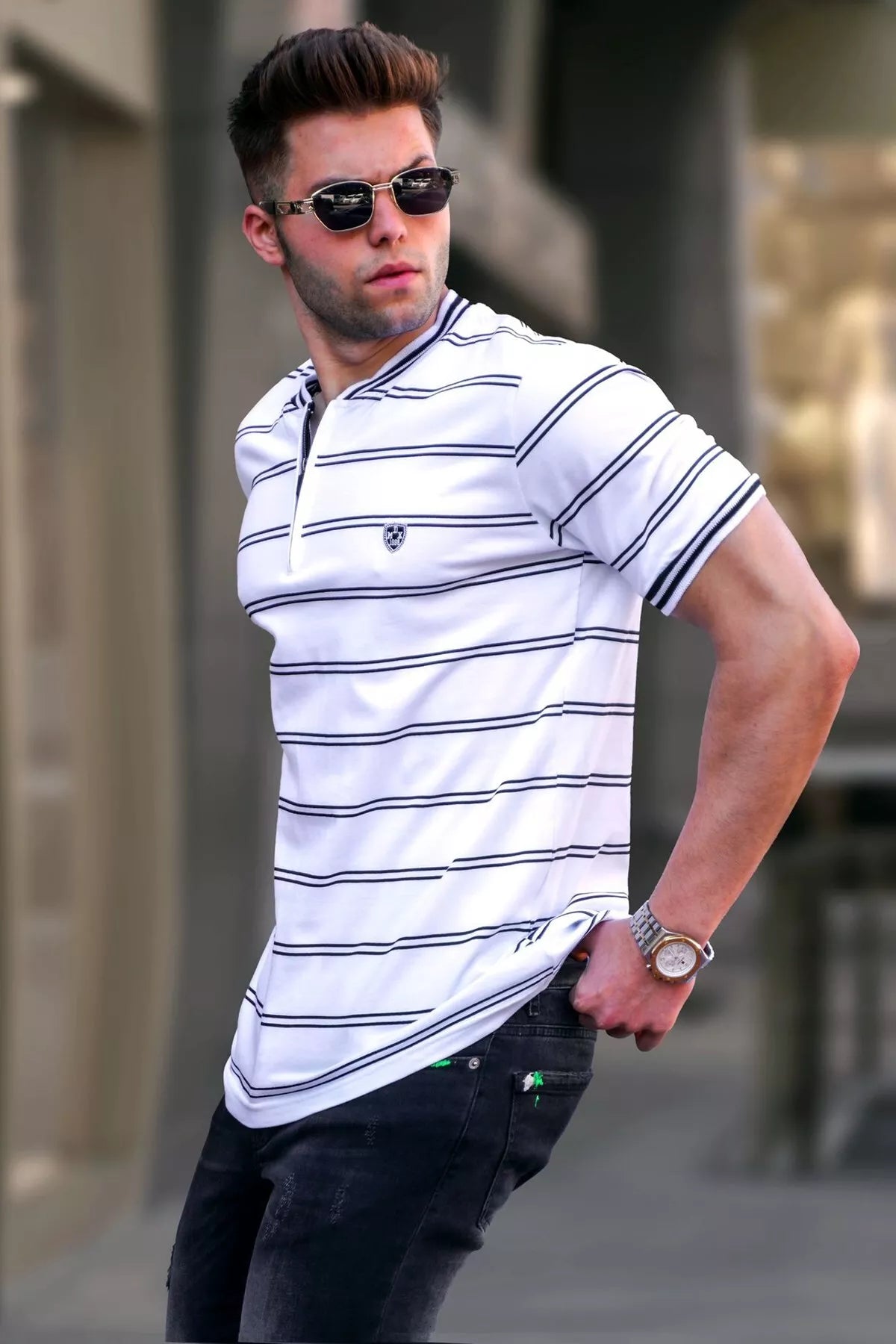 White men's T-shirt Anomi