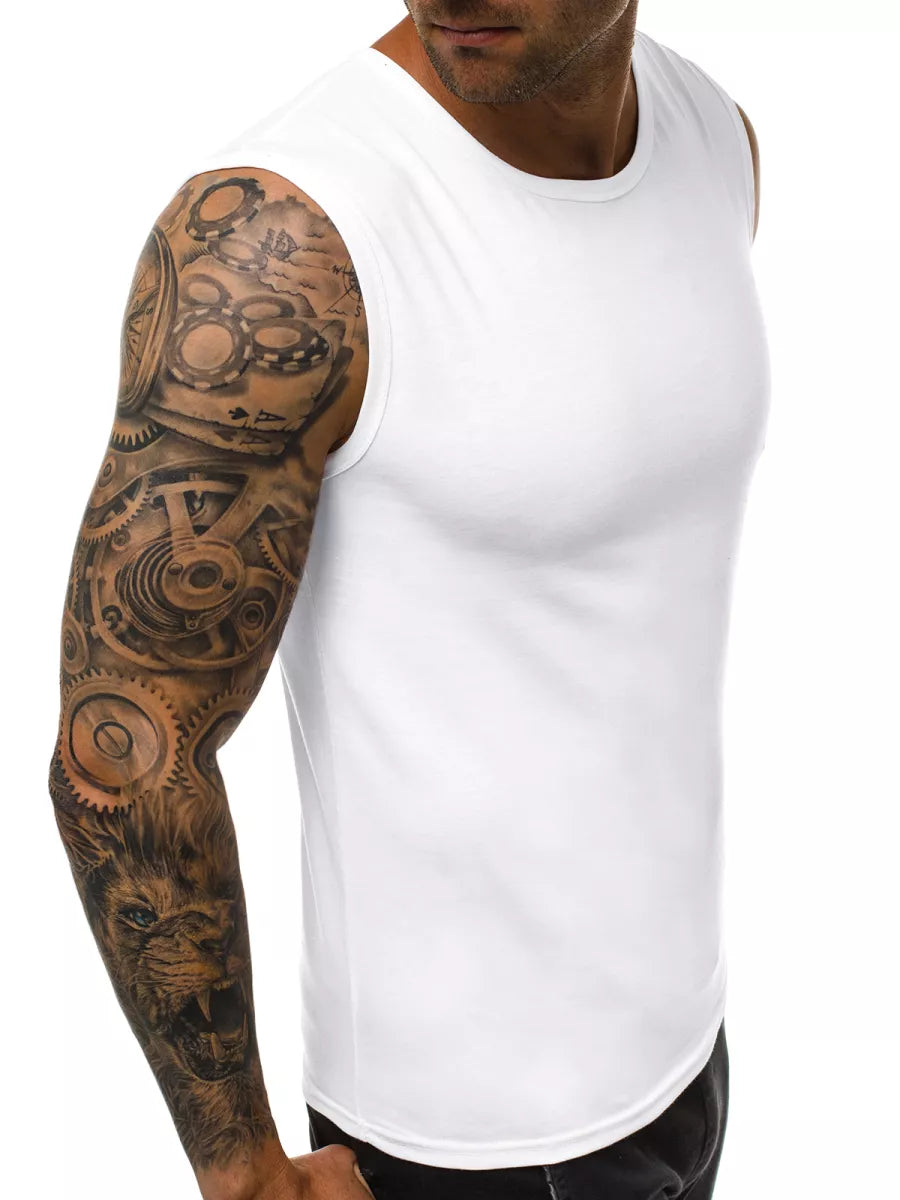 Sleeveless white men's T-shirt Look