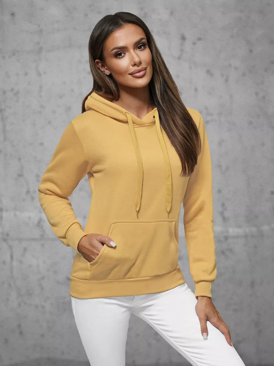 Beige women's sweatshirt with a hood Molin