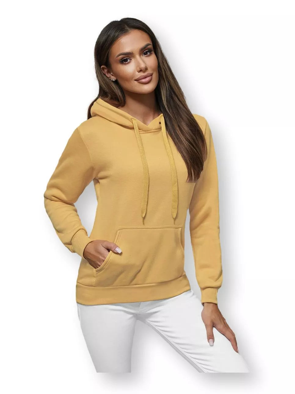 Beige women's sweatshirt with a hood Molin