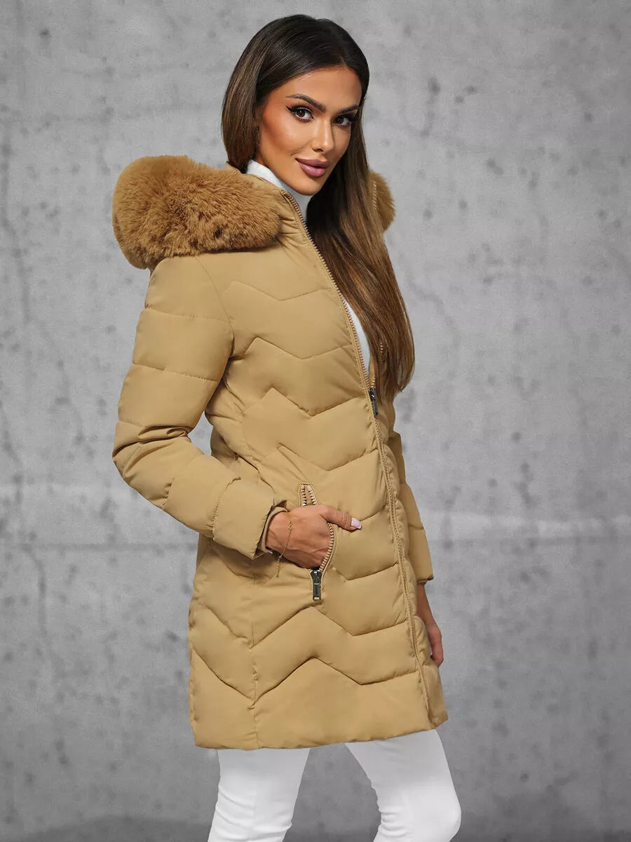 Beige women's winter jacket Tamira