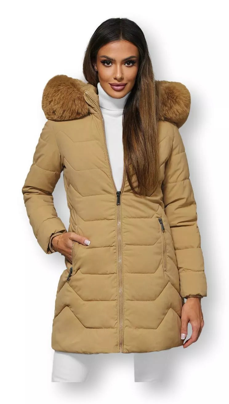 Beige women's winter jacket Tamira