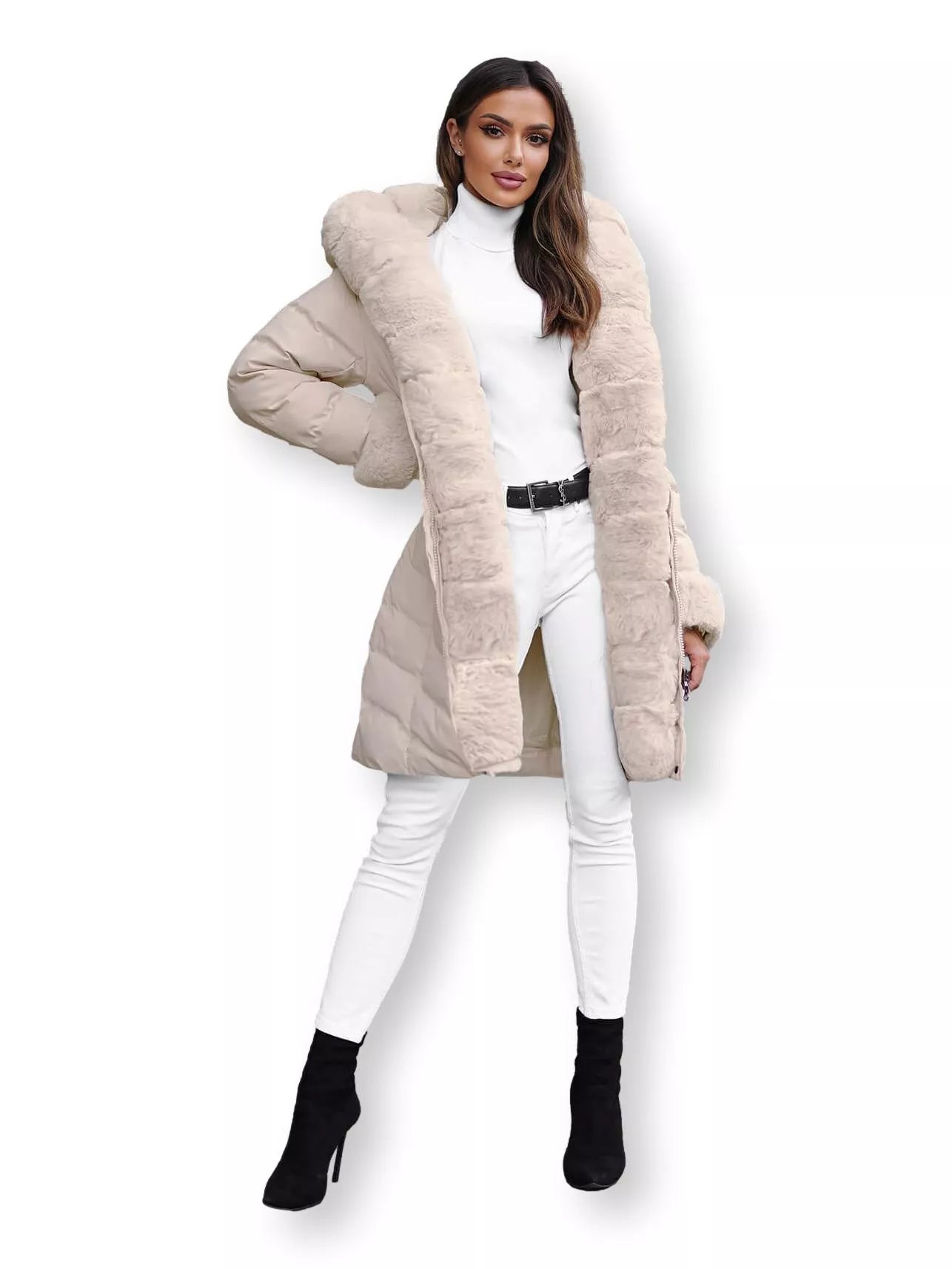 Beige jacket with fur Dorter