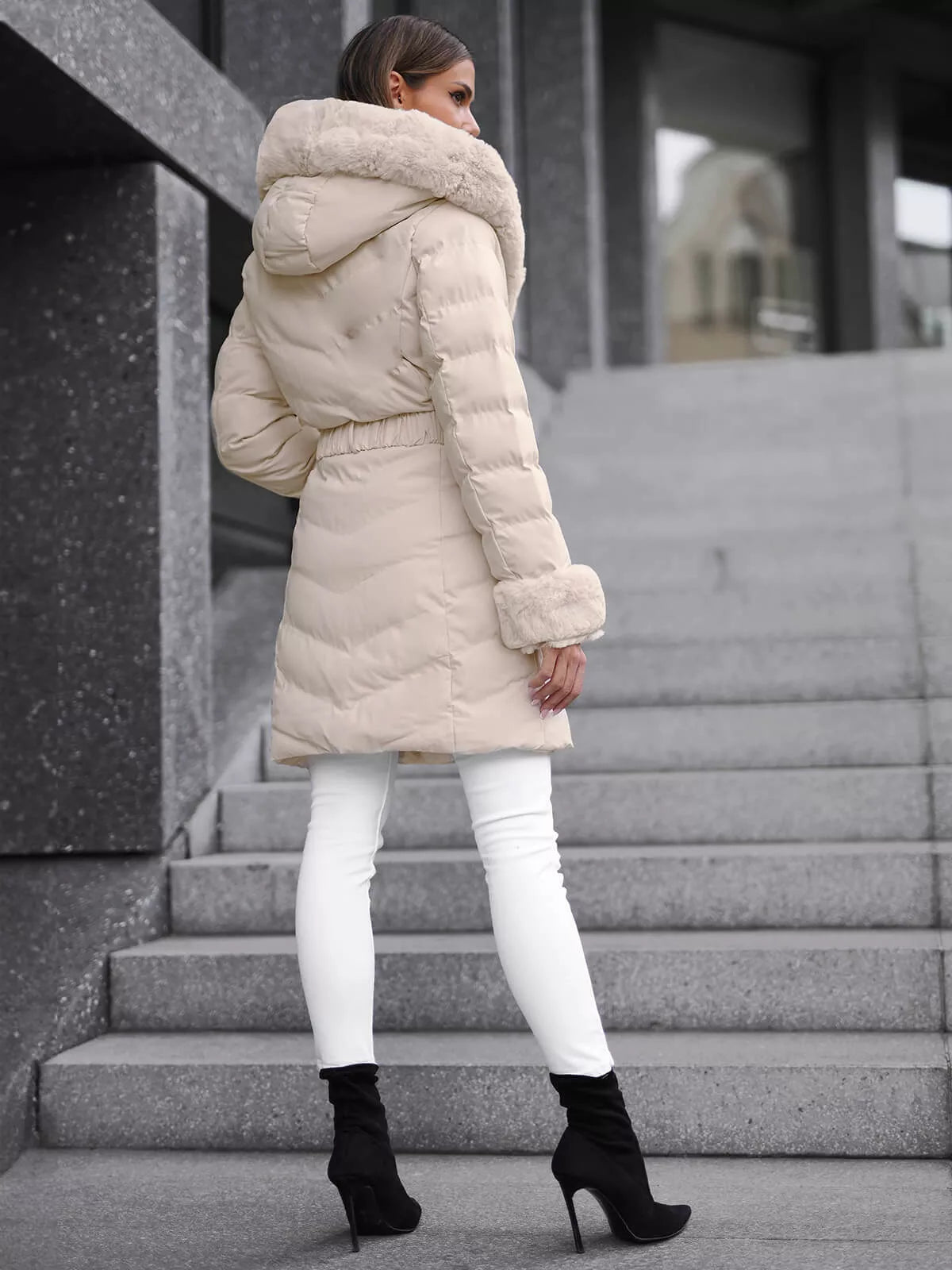 Beige jacket with fur Dorter