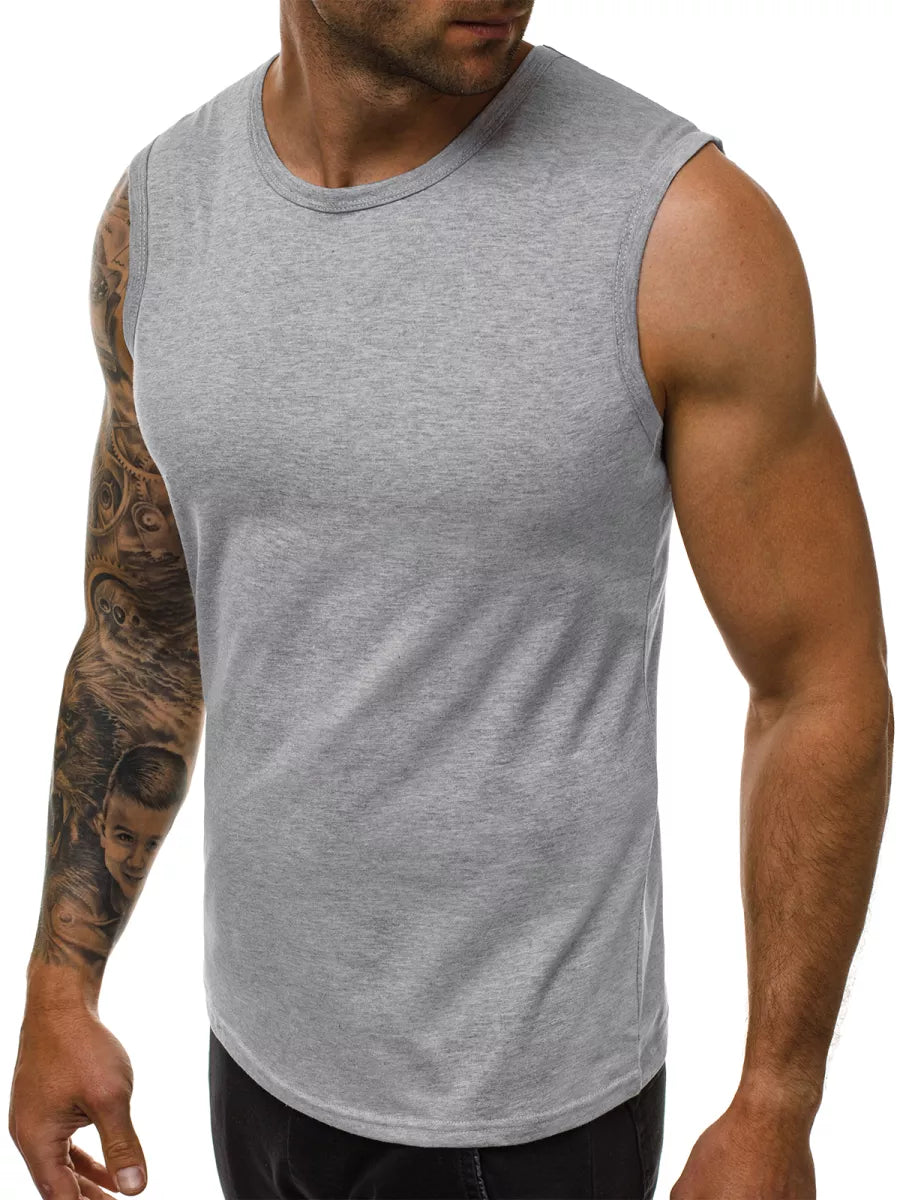 Sleeveless light gray men's shirt Look
