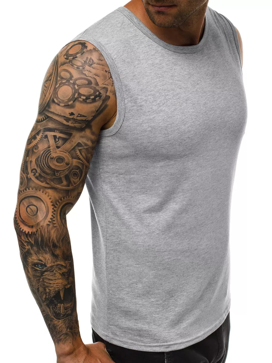 Sleeveless light gray men's shirt Look