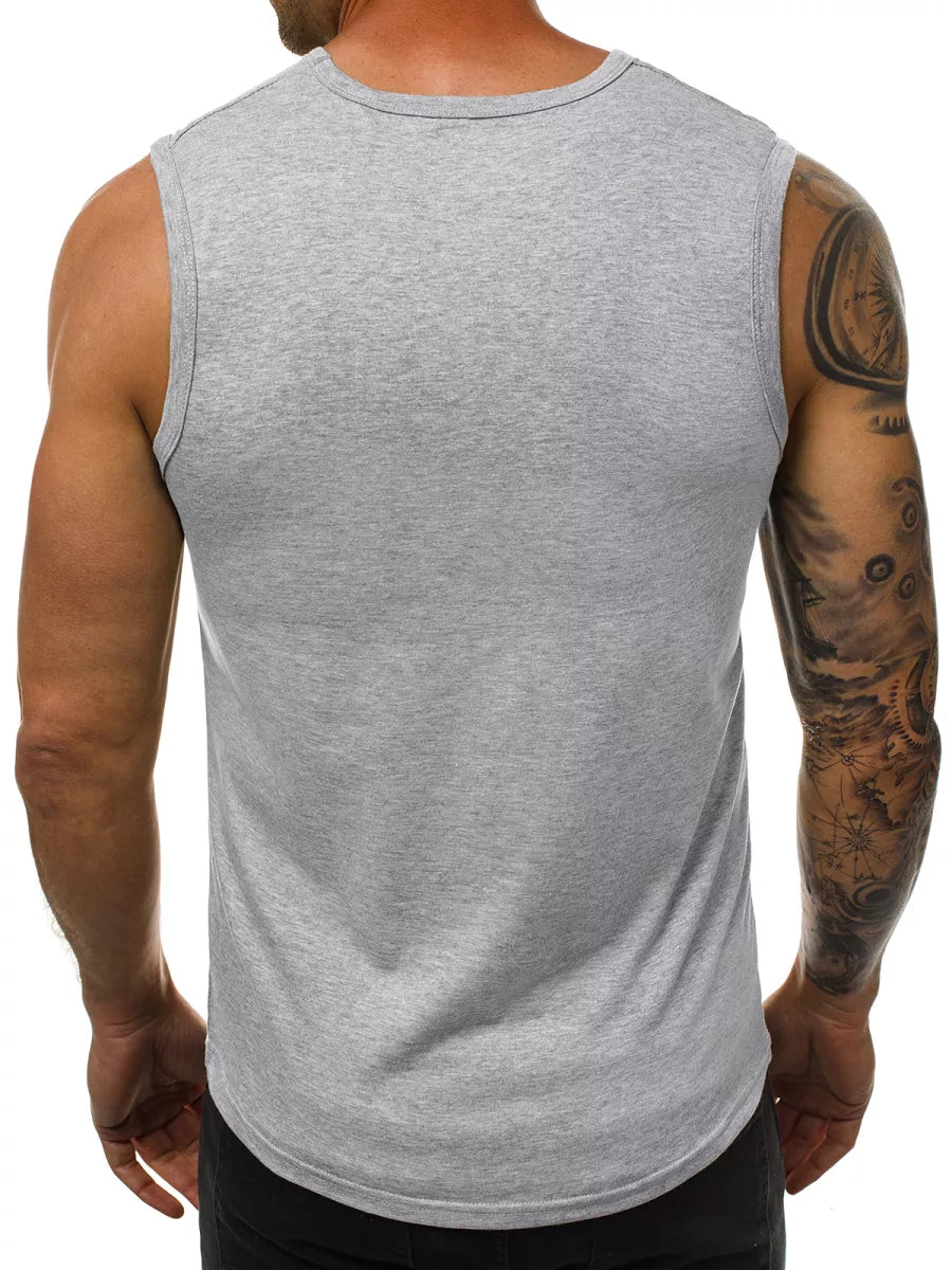 Sleeveless light gray men's shirt Look
