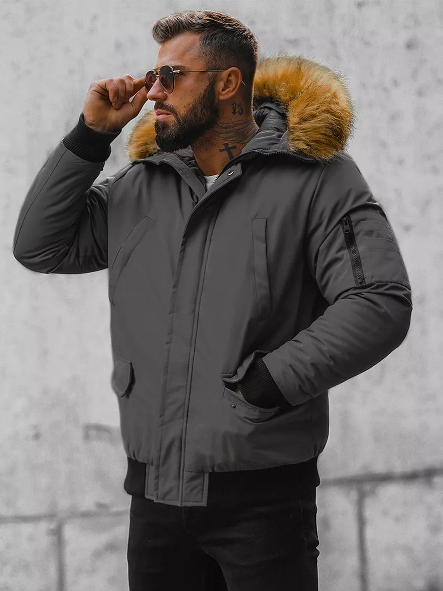 Bomber style winter dark gray men's jacket Lemor