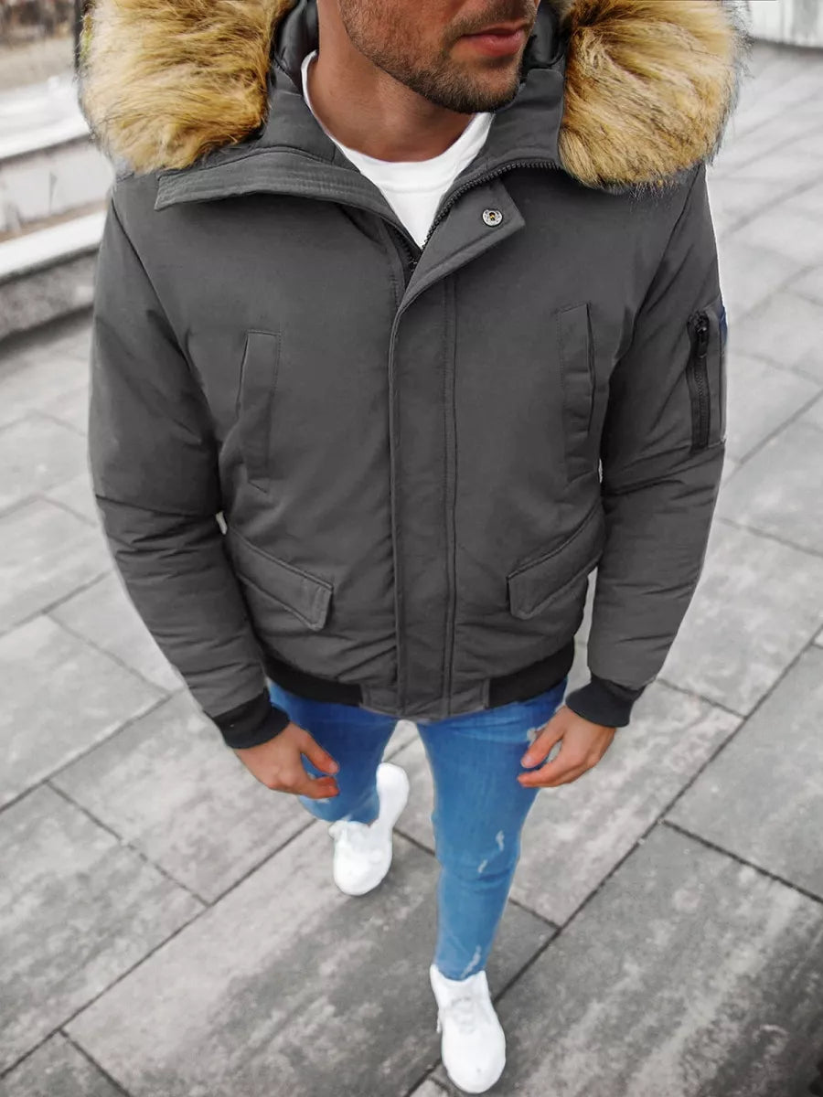 Bomber style winter dark gray men's jacket Lemor