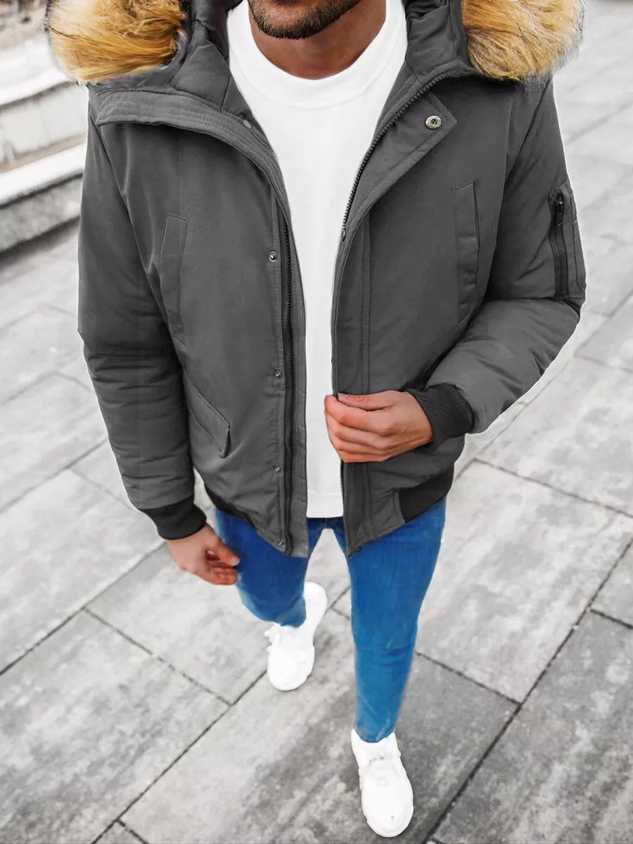 Bomber style winter dark gray men's jacket Lemor