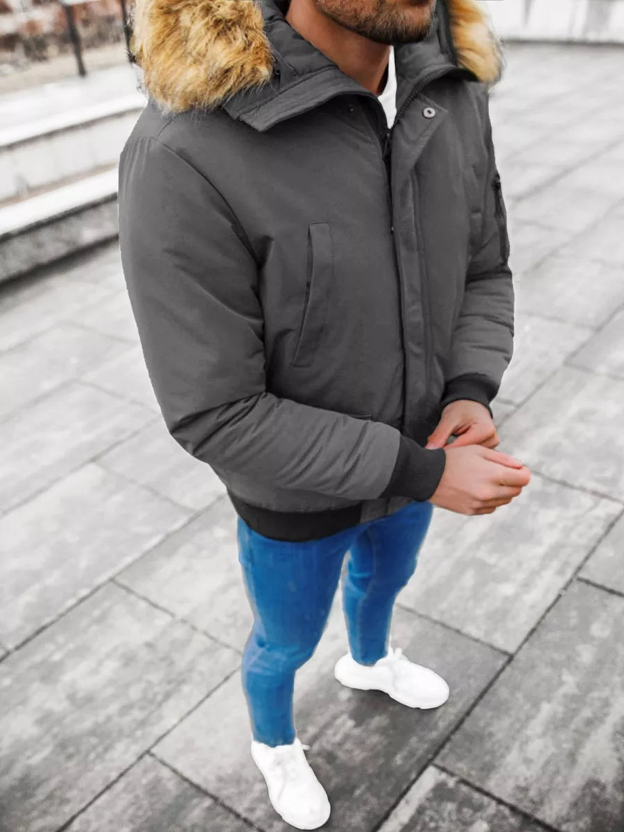Bomber style winter dark gray men's jacket Lemor