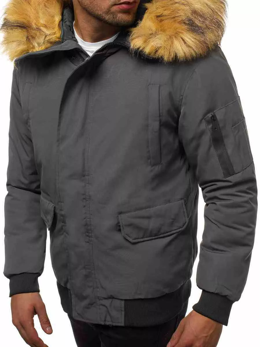 Bomber style winter dark gray men's jacket Lemor