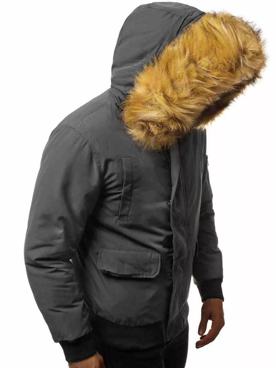 Bomber style winter dark gray men's jacket Lemor