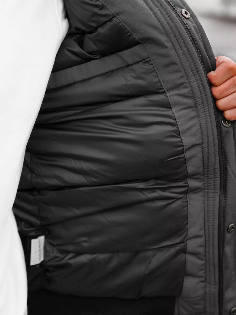 Bomber style winter dark gray men's jacket Lemor