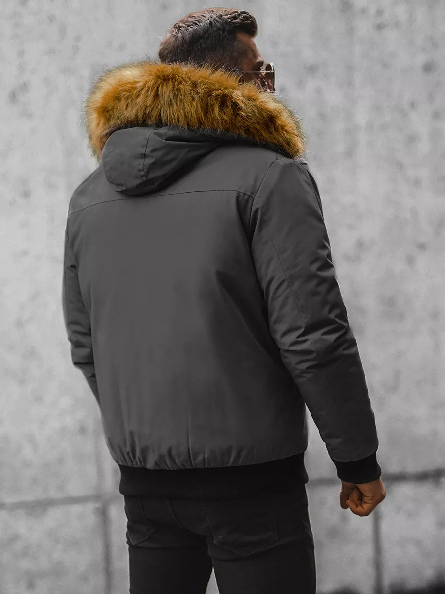 Bomber style winter dark gray men's jacket Lemor